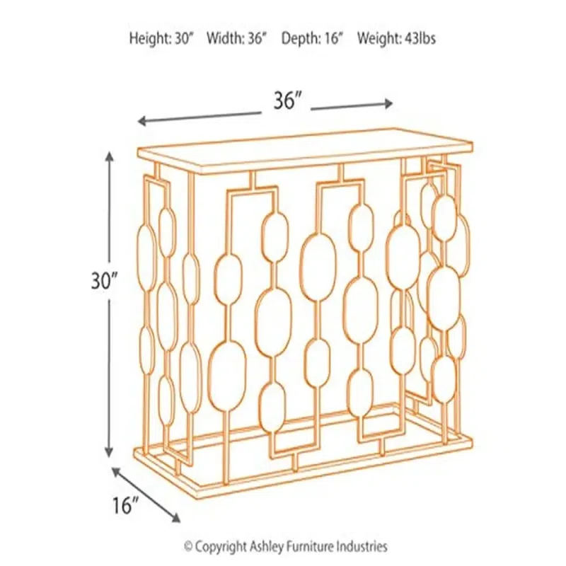 Everly Quinn Mirrored Glass Top Console Table Gold Finish