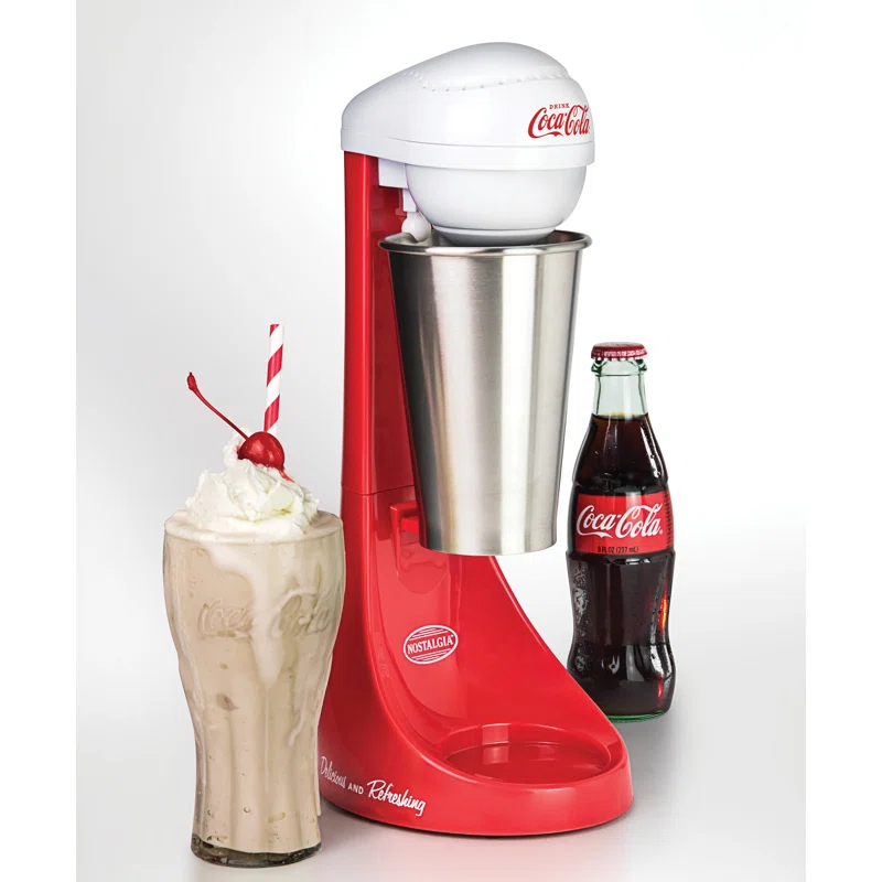 Nostalgia Nostalgia Two-Speed Electric Coca-Cola Limited Edition Milkshake Maker and Drink Mixer, Includes 16-Ounce Stainless Steel Mixing Cup & Rod