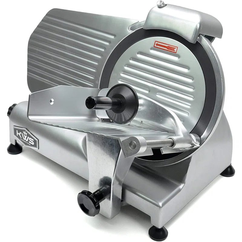 KWS KitchenWare Station KWS 200W Electric Meat Slicer 7.67 Stainless Steel Blade, Frozen Meat/ Deli Meat Slicer Low Noises