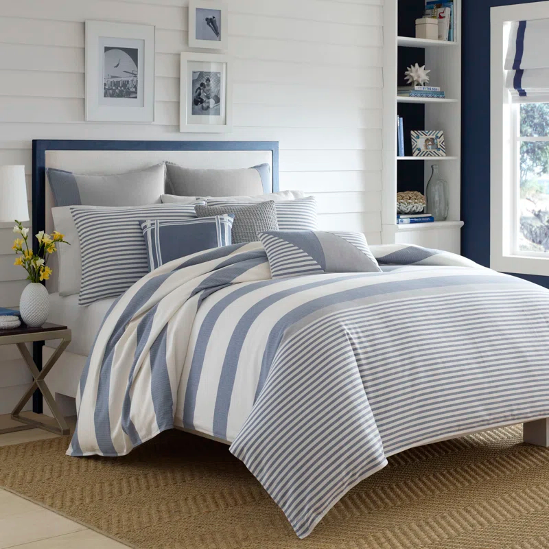 Nautica Fairwater Cotton Blue Duvet Cover Set
