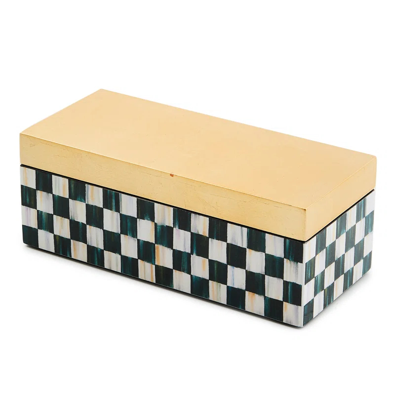 MacKenzie-Childs Courtly Check Large Lacquer Decorative Box With Hinged Lid
