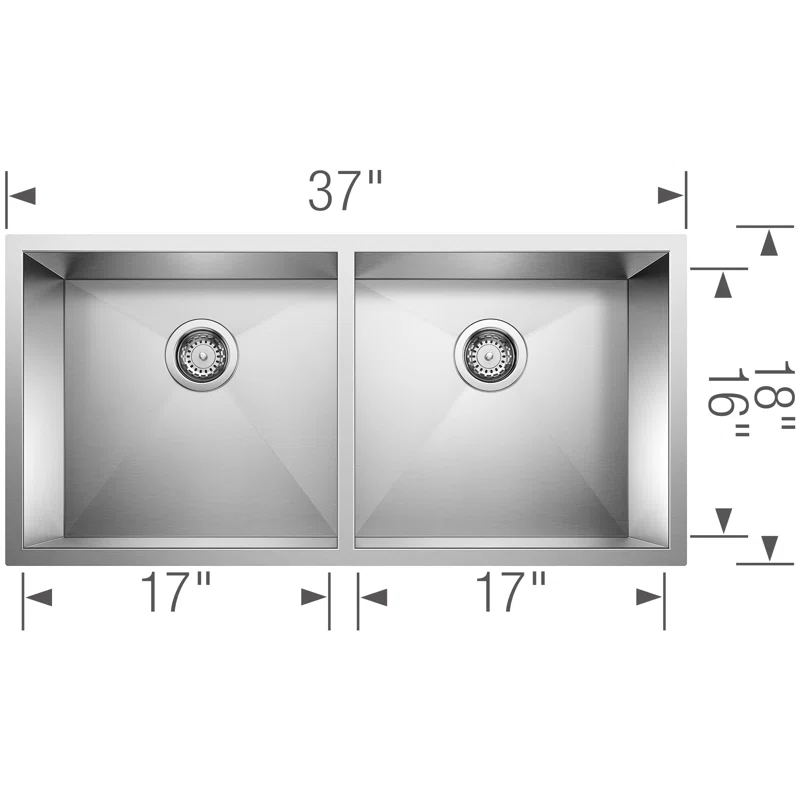 Blanco 516212 Precision 32" L x 18'' W Double Bowl Stainless Steel Undermount Kitchen Sink