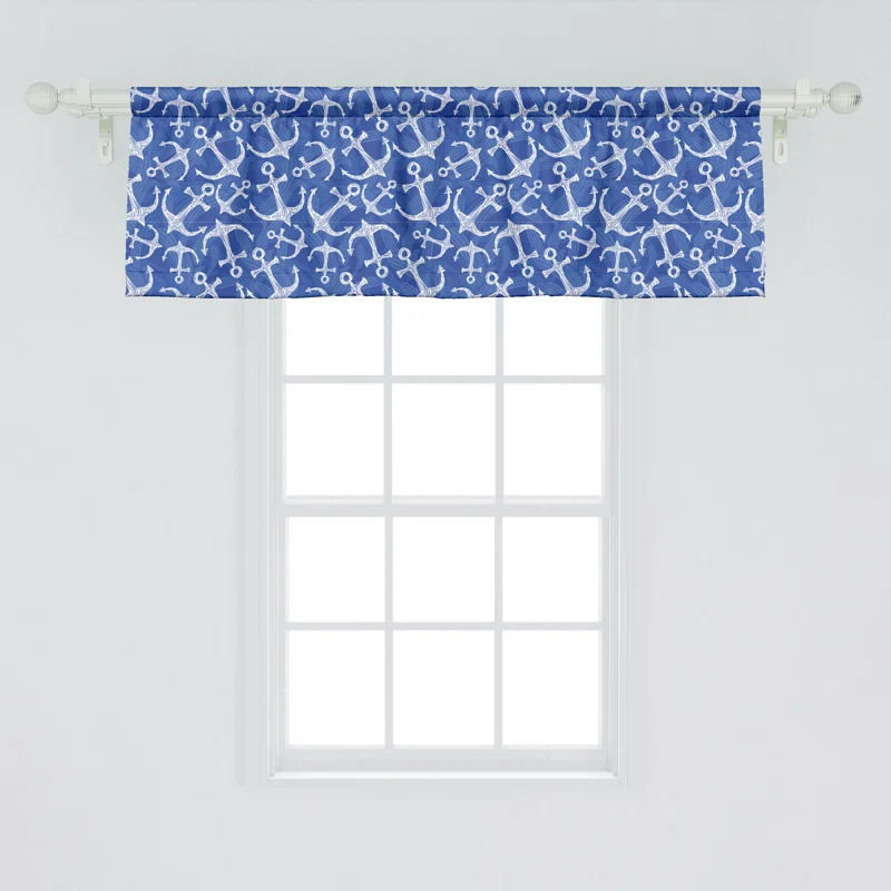 Ambesonne Ocean Valance Pack of 2 Marine Life Equipments Azure Blue White