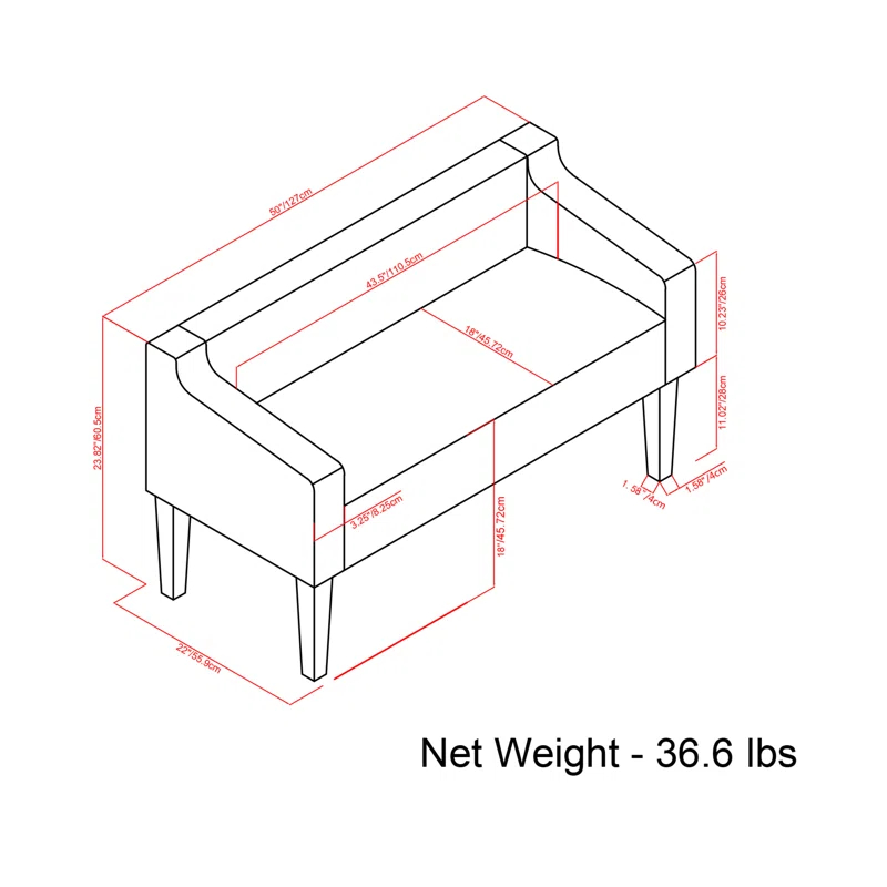 Simpli Home Parris Polyester Upholstered Bench