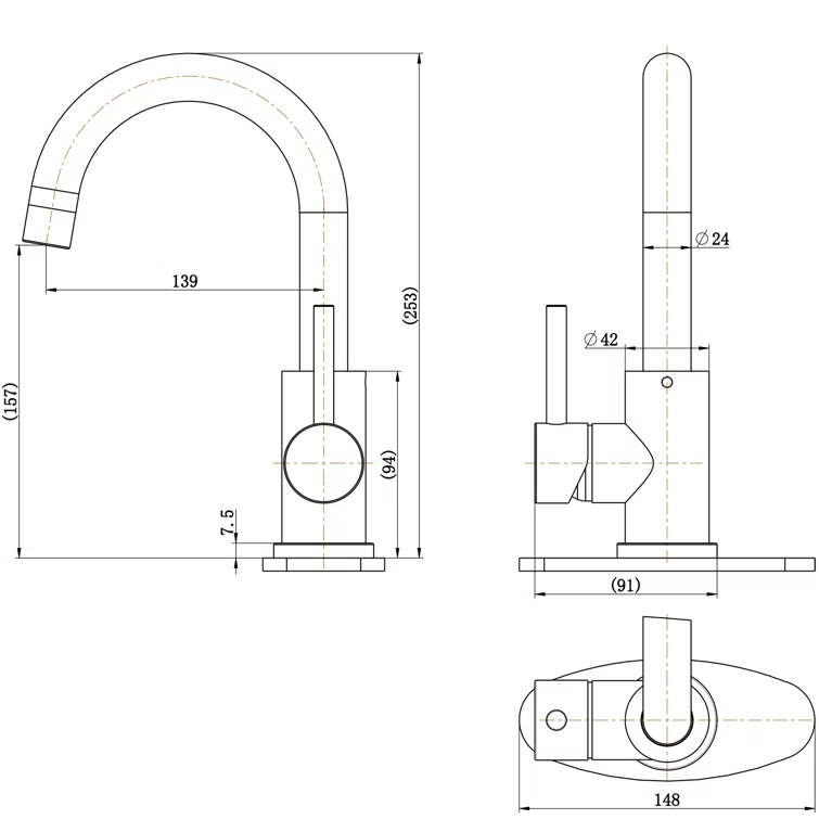 VIBRANTBATH Single-Hole Single-handle Bathroom Faucet 6025-Black