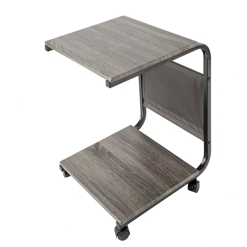 Seville Classics C Shaped End Table TV Tray on Wheels