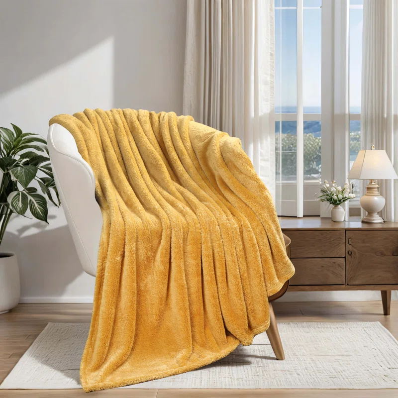 Superior Solid Polyester Reversible All-Season Fleece Throws Blanket