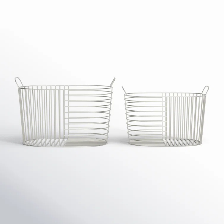 Abbie Metal Basket With Handles - Set of 2