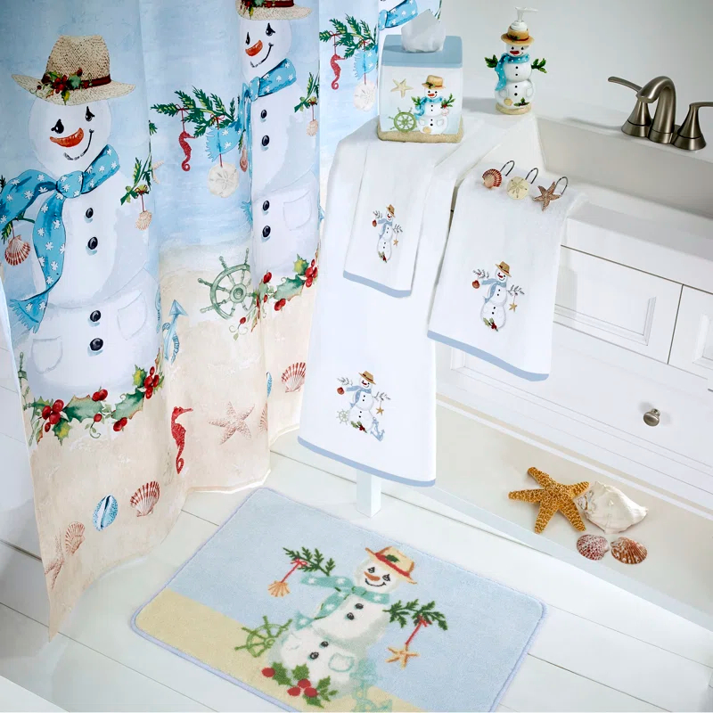 Avanti Linens Coastal Snowman Tissue Box Cover