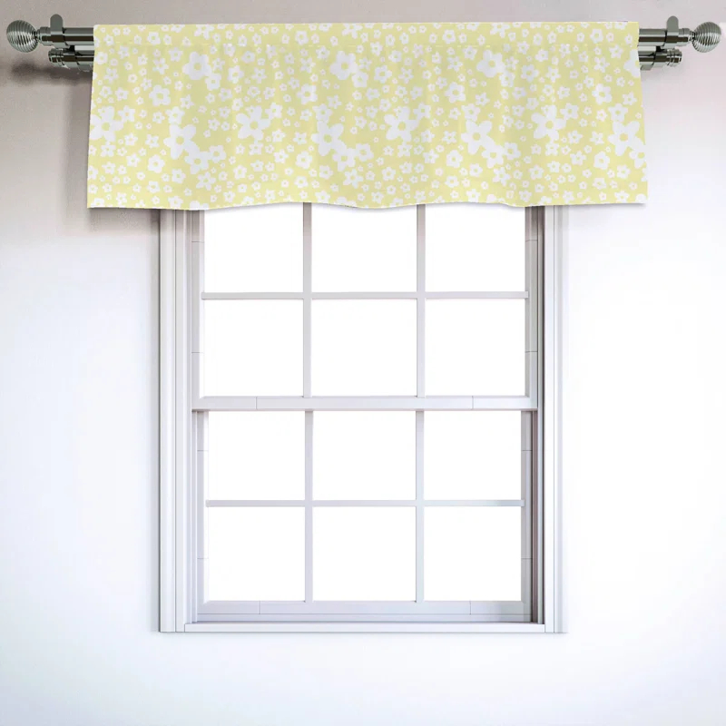 Floral Sateen Ruffled 54'' W Window Valance in