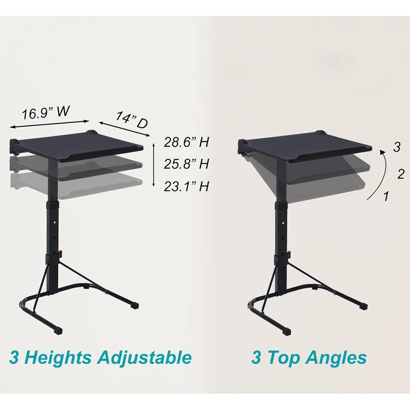 Folding TV Tray Table, Adjustable TV Dinner Table, Foldable Tray Table