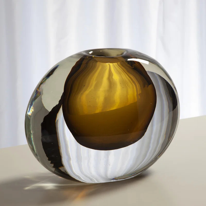 Offset Round Vase-Moss Green