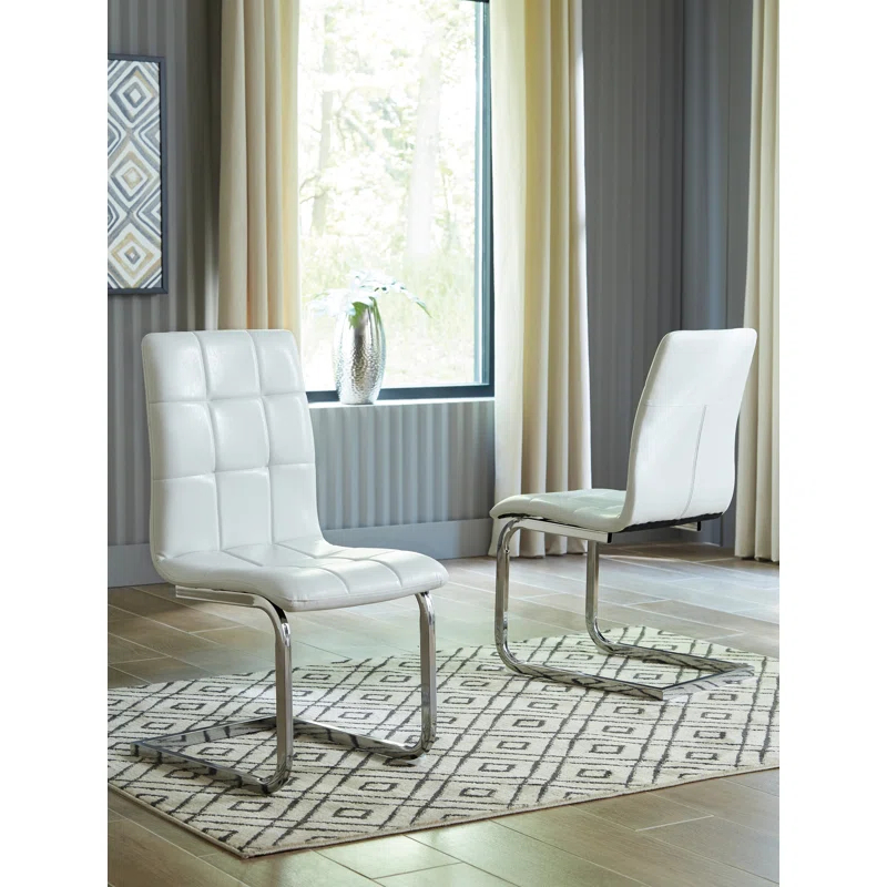 Orren Ellis Rinan Polyurethane Upholstered Metal Side Chair (Set of 4)