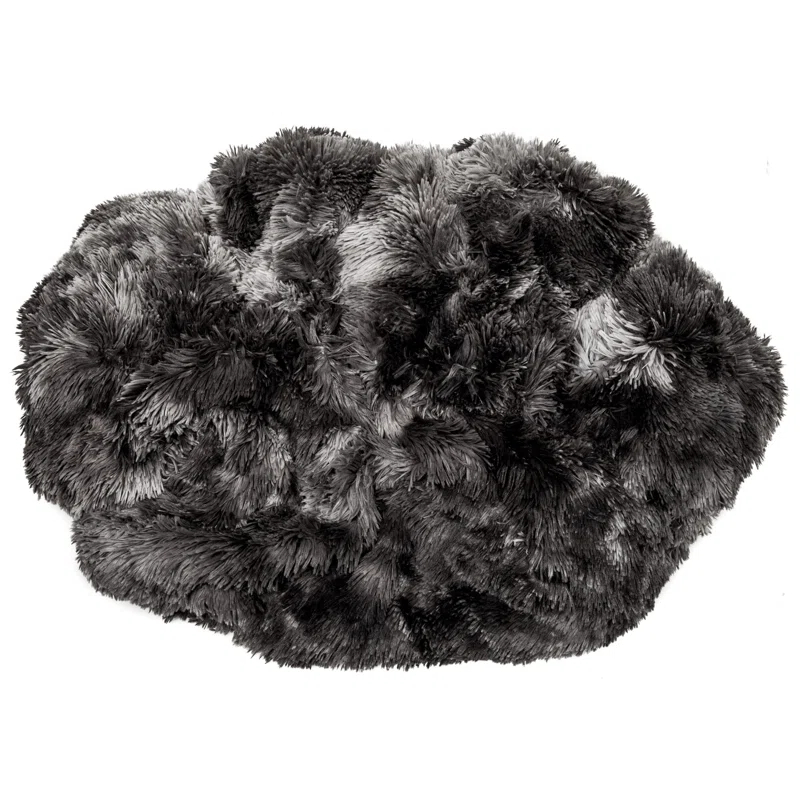 Chanasya Wolf Faux Long Fur Throw Blanket - Soft, Fuzzy Throw Blanket - 50" x 65” - Dark Gray