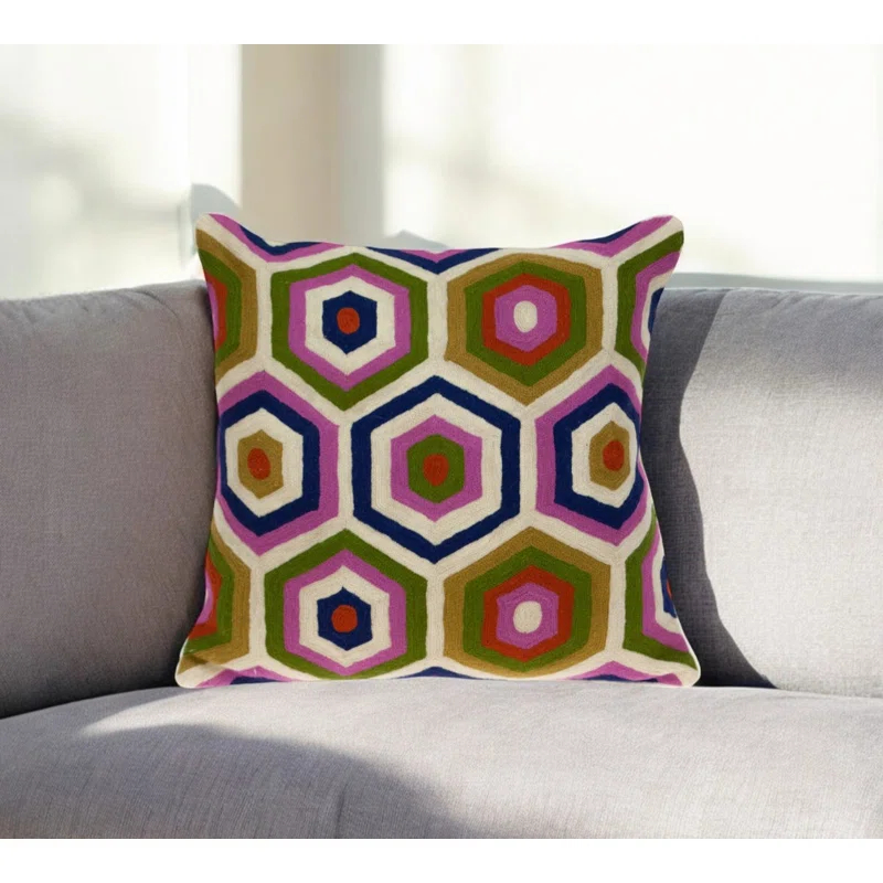 Parkland Collection 20" Beige and Pink Cotton Throw Pillow