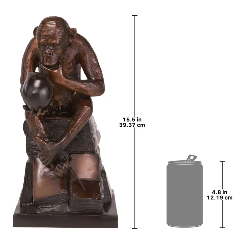 Design Toscano Darwin's Ape Thinker Cast Bronze Figurine