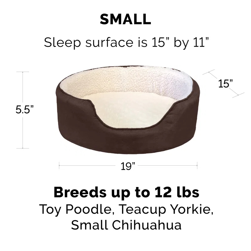 FurHaven Faux Sherpa & Suede Oval Dog Bed