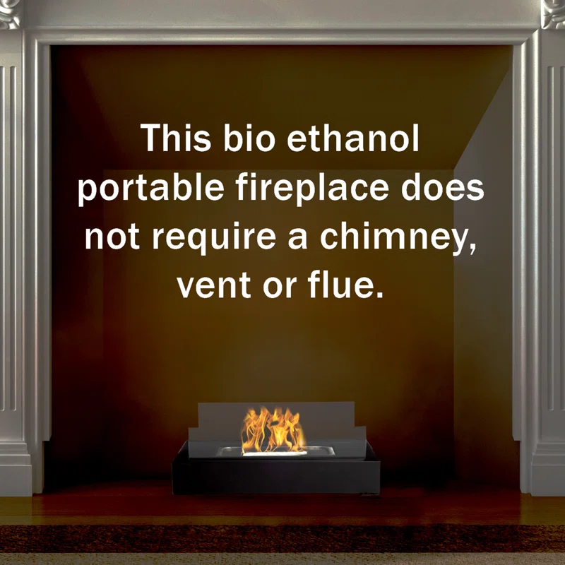 Bio Ethanol Tabletop Fire Pit - Rectangular Indoor or Outdoor Ventless Fireplace - Clean Burning Portable Heat with 360-View