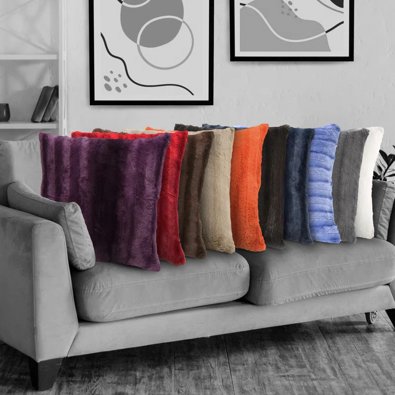 Cheer Collection Faux Fur Throw Pillow (Set of 2)