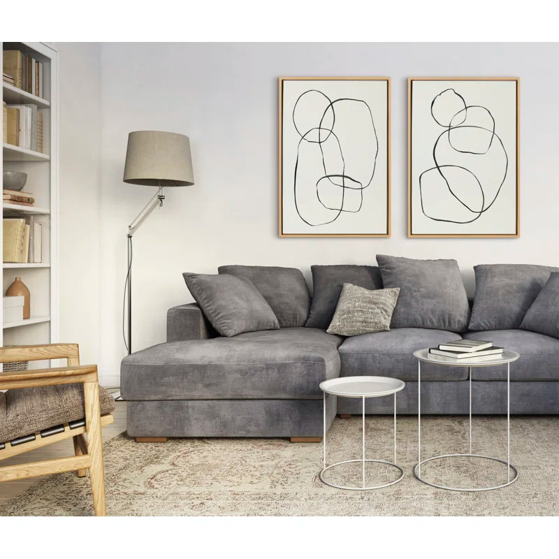 Kate and Laurel " 871 Modern Circles Flinen (left) & 869 Going In Circles Flinen (right) " by Teju Reval 2 - Pieces