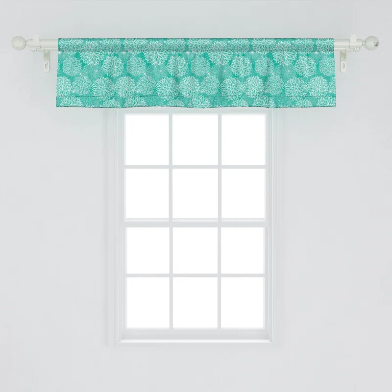 Ambesonne Ambesonne Teal Valance Pack of 2 Drawing 54" White Teal