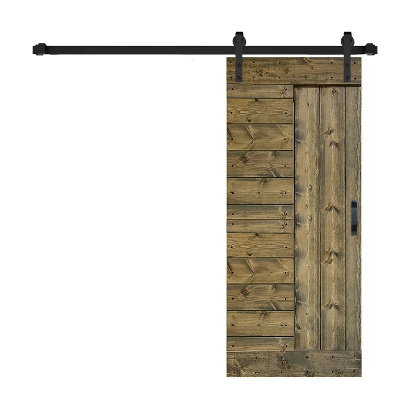 IsLife L Series Paneled Solid Wood Sliding Barn Door with Installation Hardware Kit -Assembly Needed