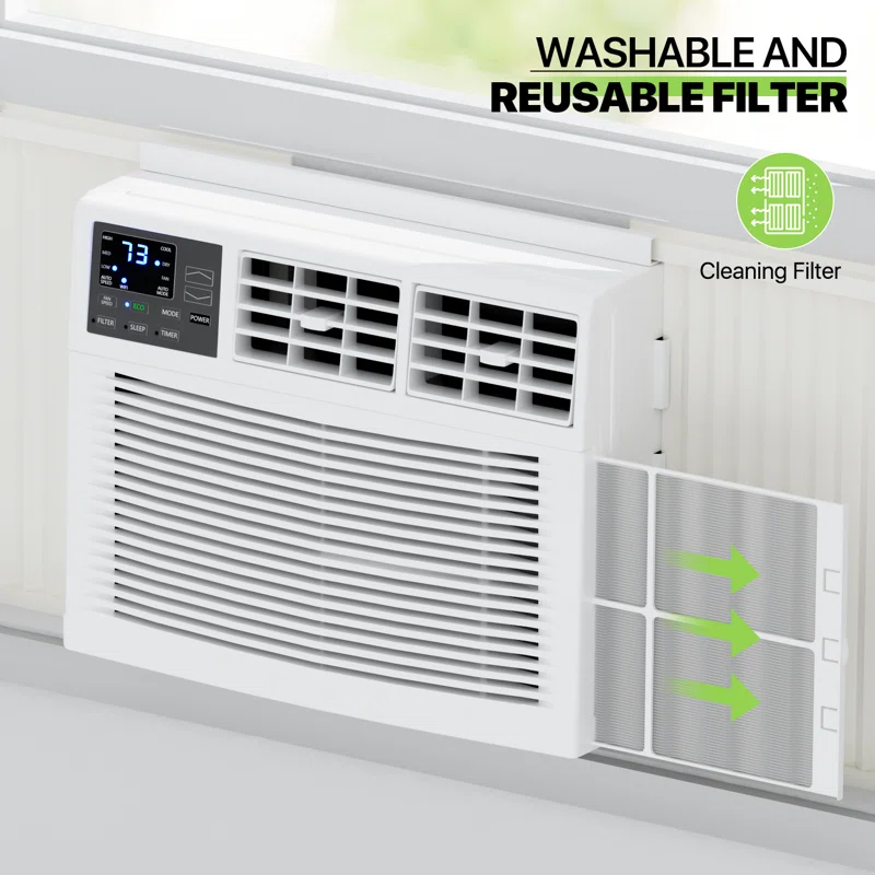 Bring Home Furniture 8000 BTU Smart Window Air Conditioner with WiFi/App Control & Energy Star 24H Scheduling & Remote Included Cools 350 Sq.Ft. for Bedroom Living Room