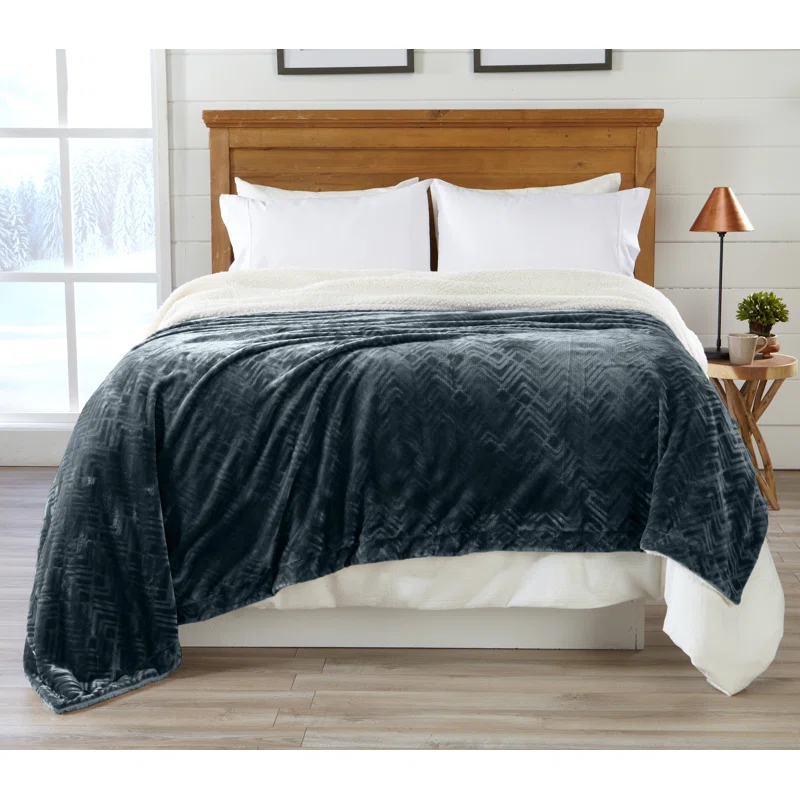 FreshFolds Ultra Soft Printed Plush Sherpa Reversible Blanket