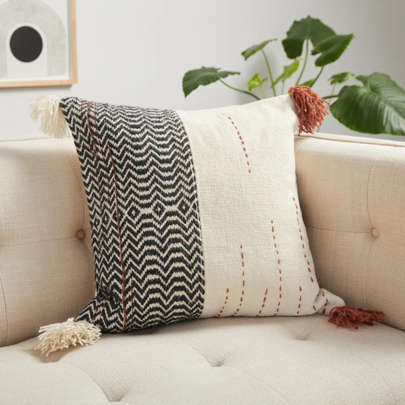 Loloi Rugs Dhurri Tassels Cotton Blend Throw Pillow