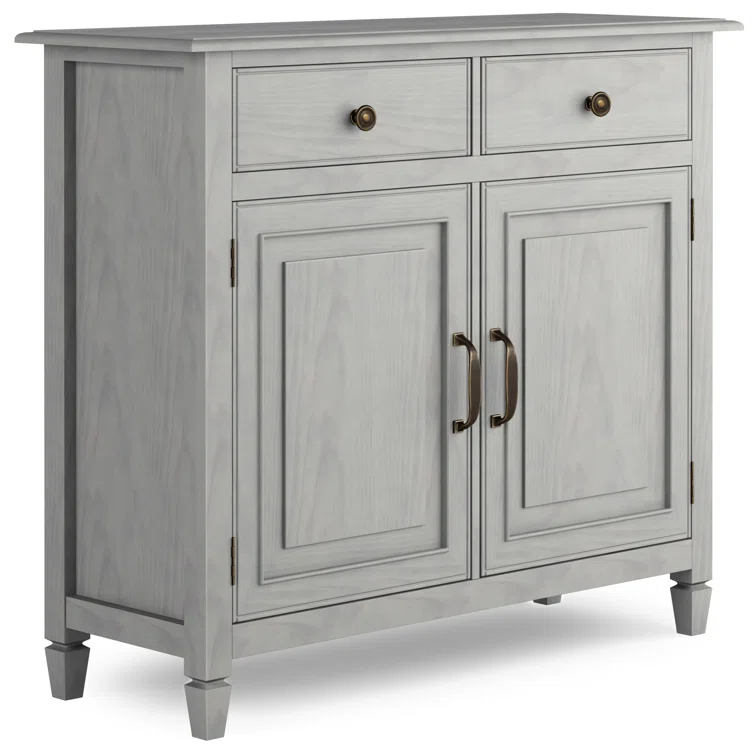Simpli Home Connaught 40"W Solid Wood 2-Shelf Entryway Storage Cabinet with 2 Storage Drawers