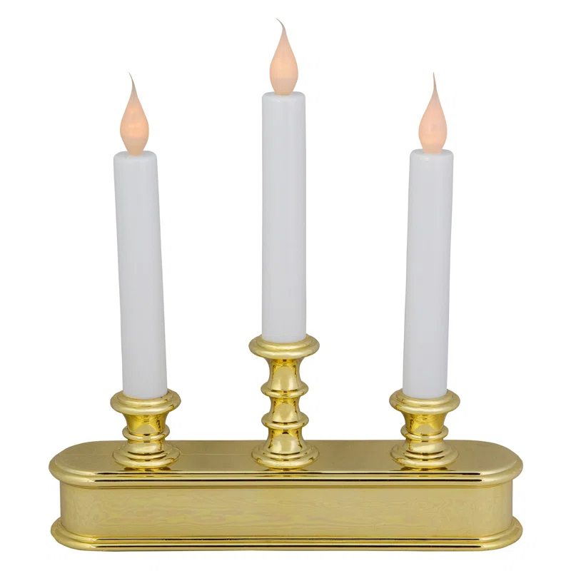 Northlight Seasonal 10" Pre-Lit LED White Lighted 3ct Candolier Christmas Candle Lamp | Wayfair