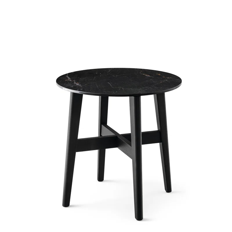 Calligaris Abrey Round End Table with Wooden Base