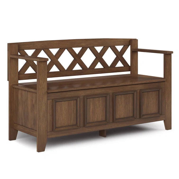 Simpli Home Amherst 48"W Solid Wood Entryway Storage Bench with Lift-Top Lid and Dual Compartments & Reviews | Wayfair