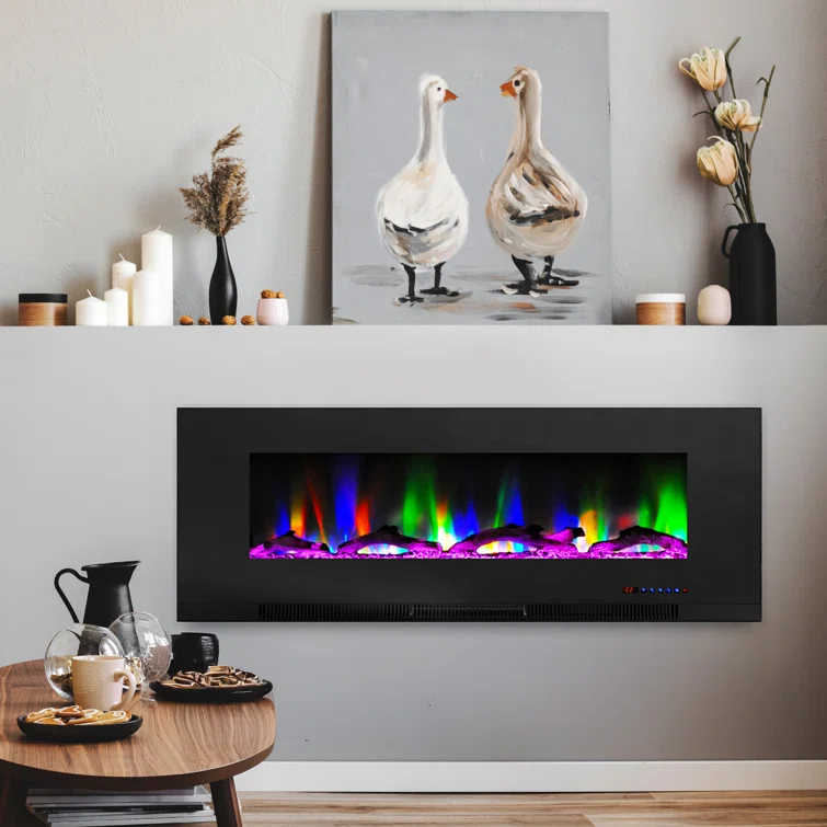 Cambridge Cambridge Wall Mount Electric Fireplace Heater with Remote Control for Indoor Use in Living Room, Bedroom, Home Office