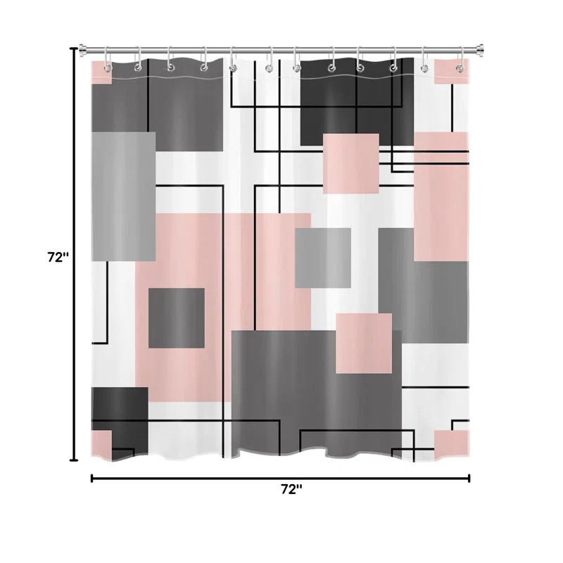 Brayden Studio® Black And White Geometric Shower Curtain Decoration, Polyester Fabric Bathroom Decorative Shower Curtain, Gray