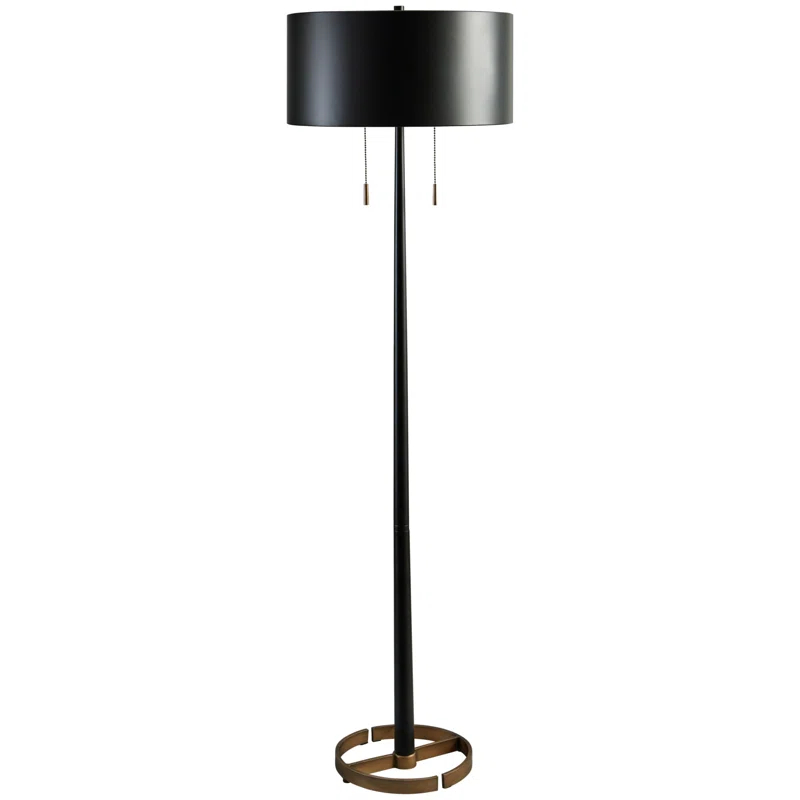 17 Stories Nusakan 60'' Black/Goldtone Traditional Floor Lamp