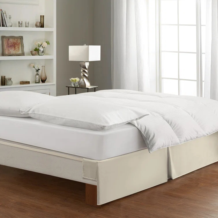 Fresh Ideas Bed Maker's No Lift Wrap Around Bedskirt, 14" Drop, Queen, Silver