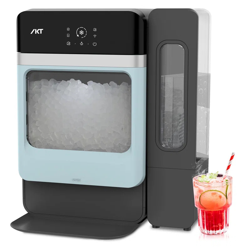 IKT Ikt Countertop Nugget Ice Maker With Side Water Tank Self-cleaning Led Light Ice Scoop 44 Lbs Daily Capacity Green