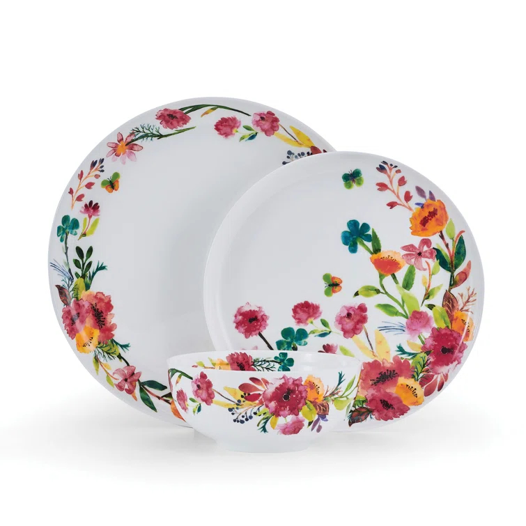 Mikasa Mikasa Karina 12-Piece Lightweight Chip-Resistant Bone China Dinnerware Set, Service for 4