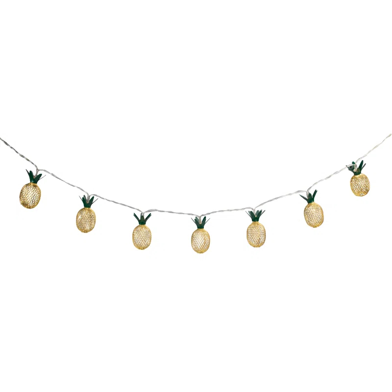 Northlight Seasonal 10 B/O LED Warm White Gold Pineapple Mini Lights - 3' Clear Wire