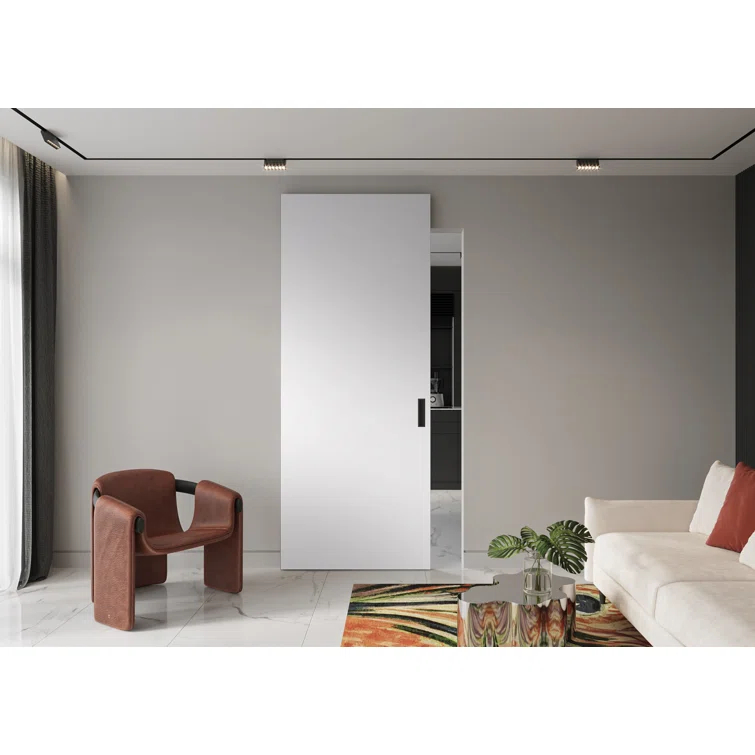 Belldinni Optima Paneled Manufactured Wood Composite Solid Core Interior Sliding Hidden Barn Door With Base Board With Installation Hardware Kit
