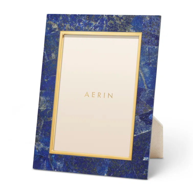 Classic Blue and Gold Brass Tabletop Picture Frame