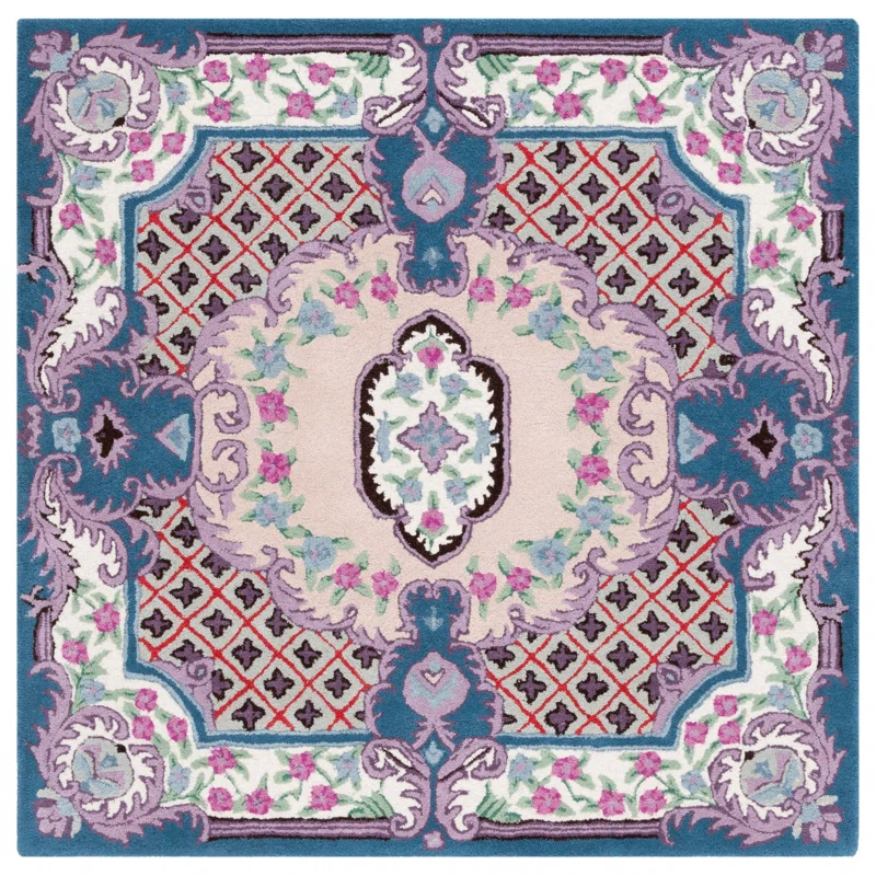 Lark Manor™ Luxembourg Floral Handmade Tufted Wool Pink/Ivory Area Rug