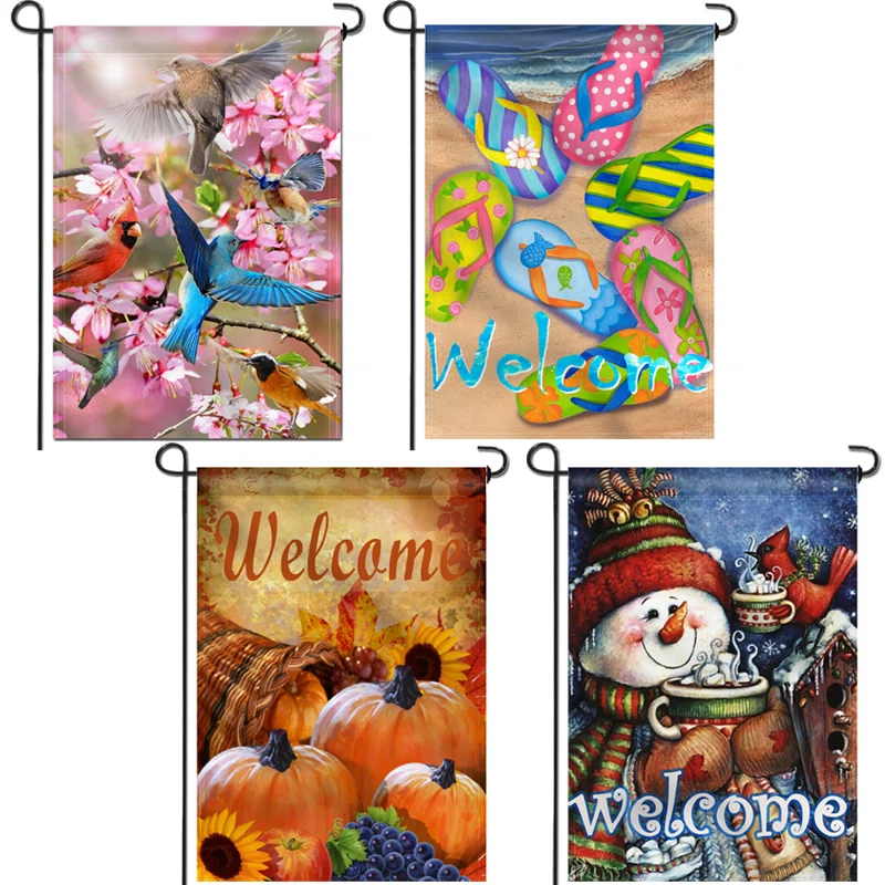 Four Seasons 2-Sided Polyester 18 x 12 in. Garden Flag (Set of 4) (Set of 4)