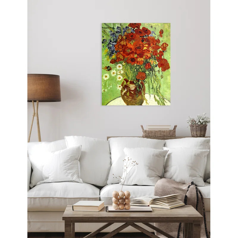 DECORARTS Red Poppies and Daisies, Vincent Van Gogh Art Reproduction. Giclee Canvas Prints Wall Art