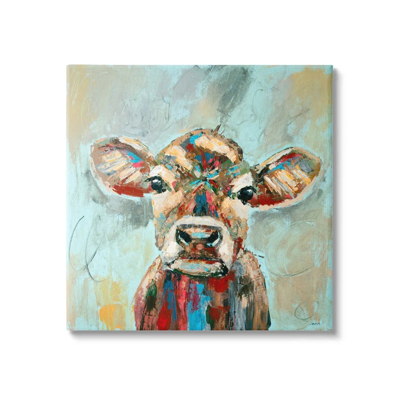Stupell Industries " Brushed Painting Cow Animal " by Jen Seeley Painting Print