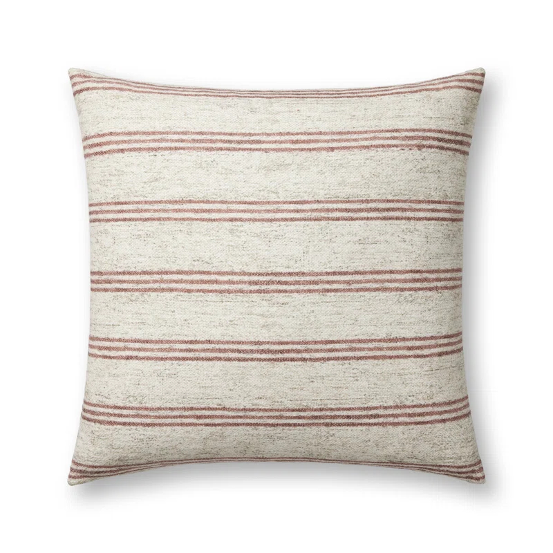 Zephyr Pillow by Amber Lewis x Loloi - Natural and Wine / 22" x 22" / Polyester