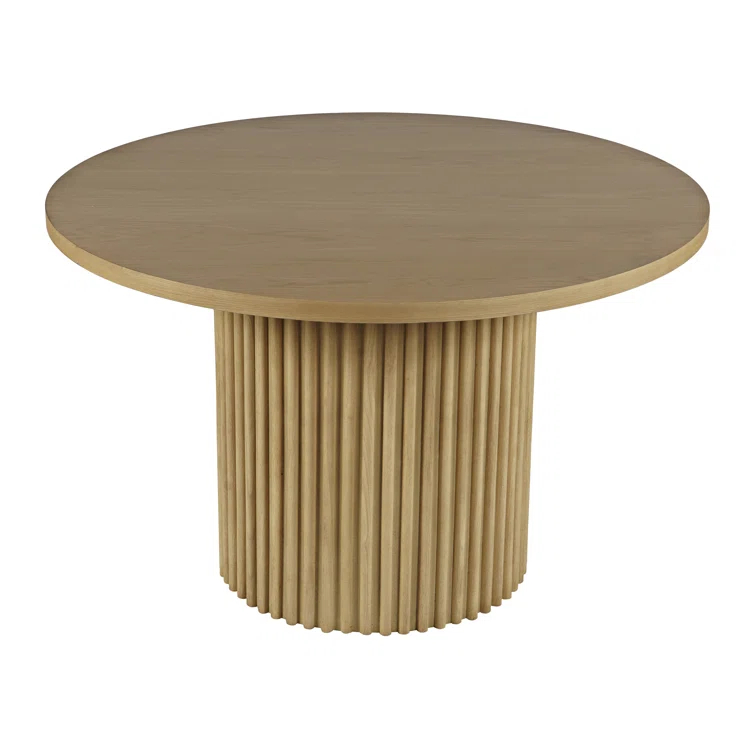 Ebern Designs Rovena Round Mid-Century Modern Fluted Pedestal Base Dining Table