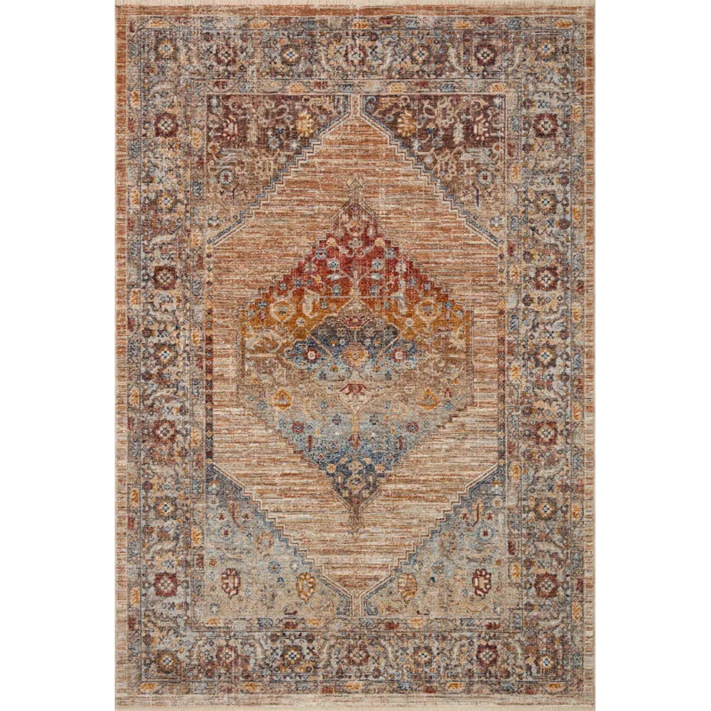 Loloi Rugs Sorrento Oriental Machine Made Power Loom Polyester Area Rug in Brown
