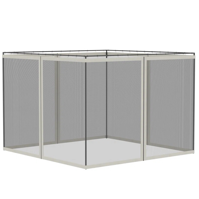 Outsunny Outsunny Universal Replacement Mesh Sidewall Netting for Patio Gazebos and Canopy Tents with Zippers, Sidewall Only, Cream